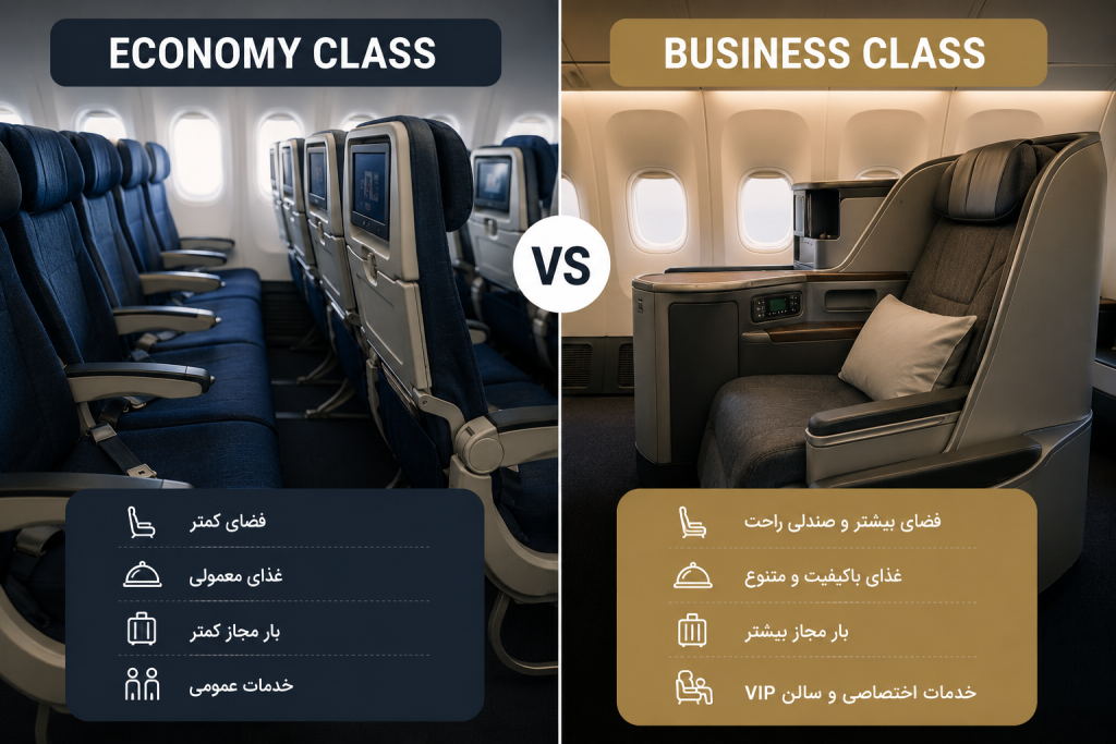تفاوت کلاس اکونومی با بیزینس کلاس